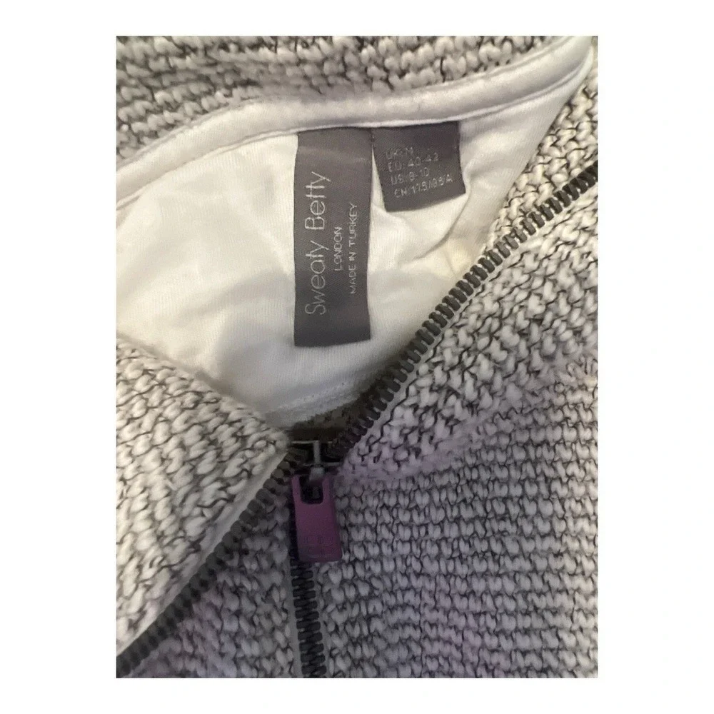 Sweaty Betty Gray Marled Waffle Knit‎ Half Zip Pullover Sweater Medium US 10